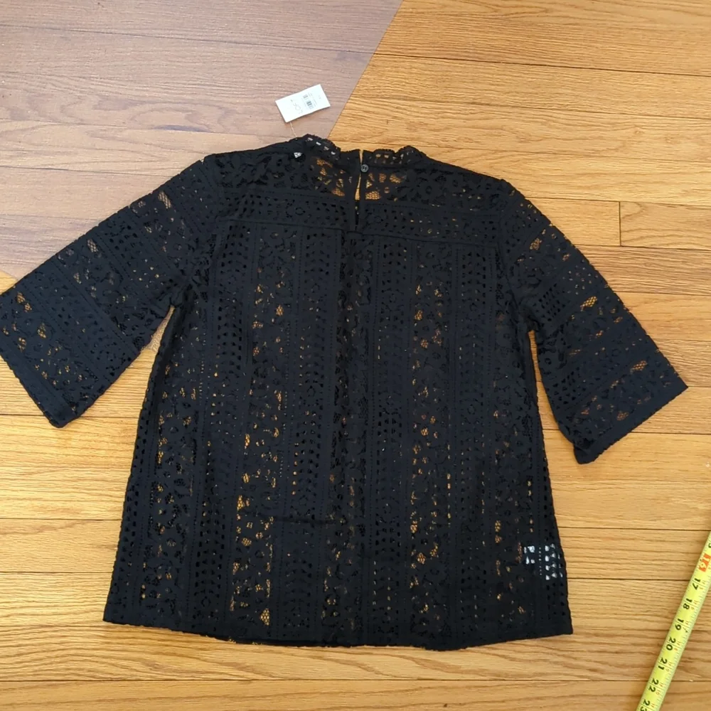 Loft black sheer lacy top - Picture 7 of 8